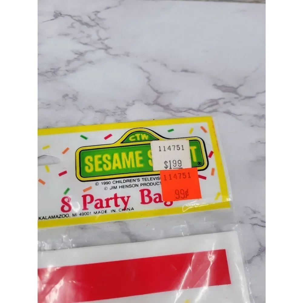 Sesame Street Happy Birthday Party Favor Treat Bags - White, Red, Yellow, Blue